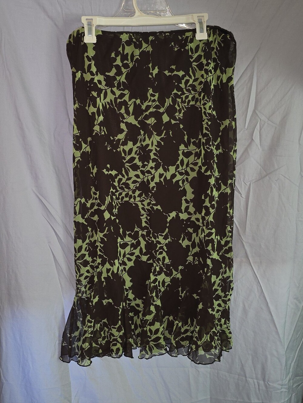 Cato Black and Olive Floral Midi Skirt